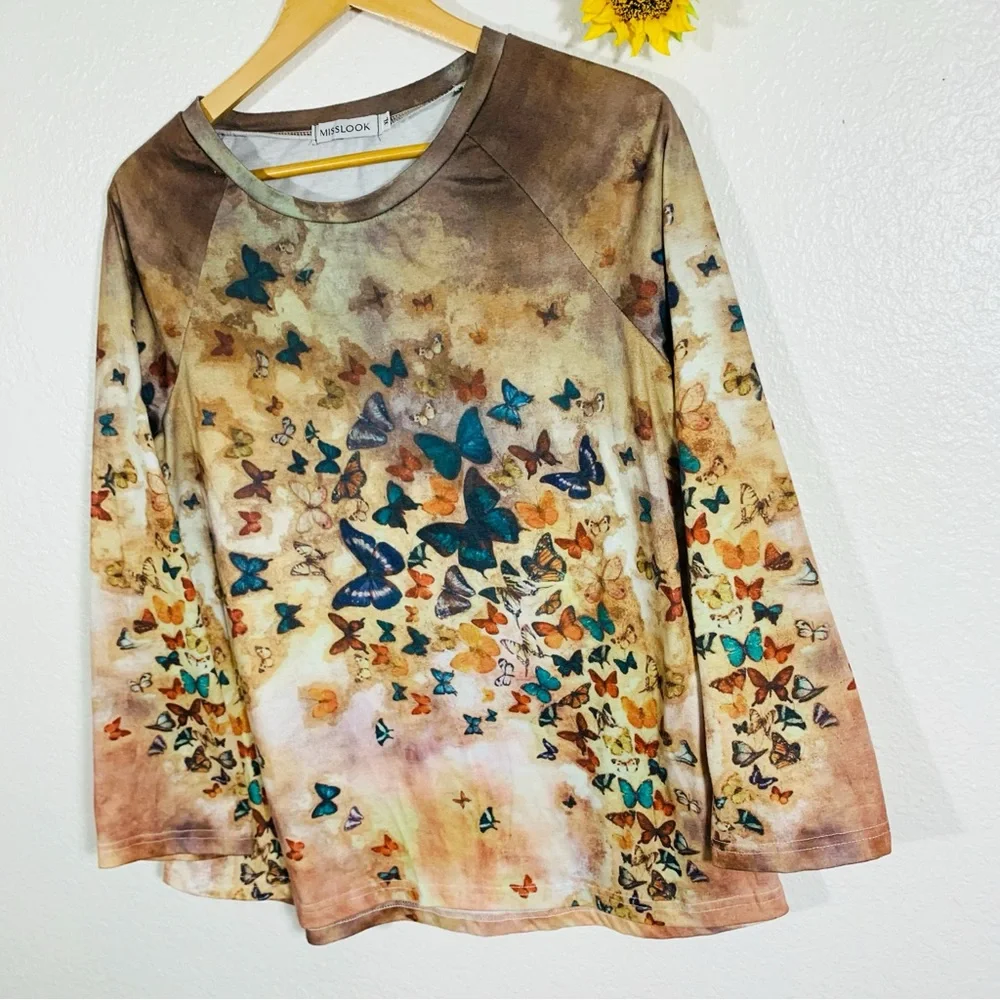 Misslook Butterfly Print Tye Dye Sweatshirt Size XL - Picture 2 of 10